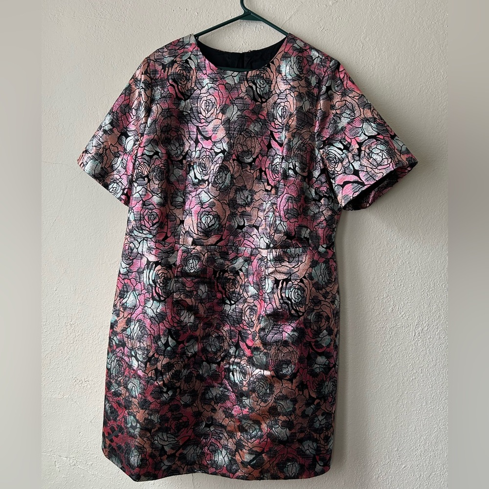 Floral metallic formal party dress